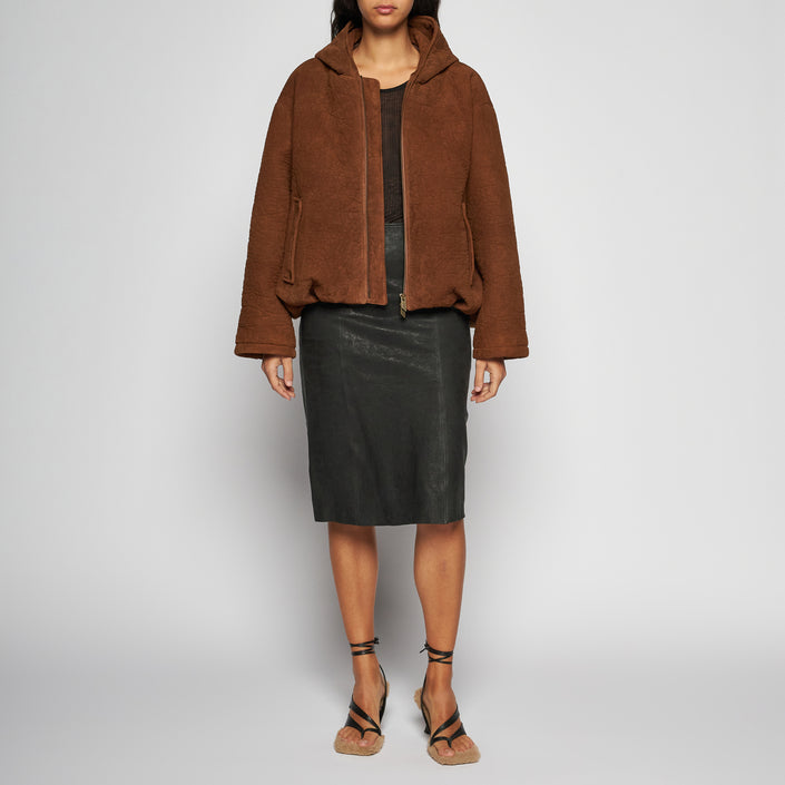 GIACCA IN PELLE MARTELLATA - TOBACCO