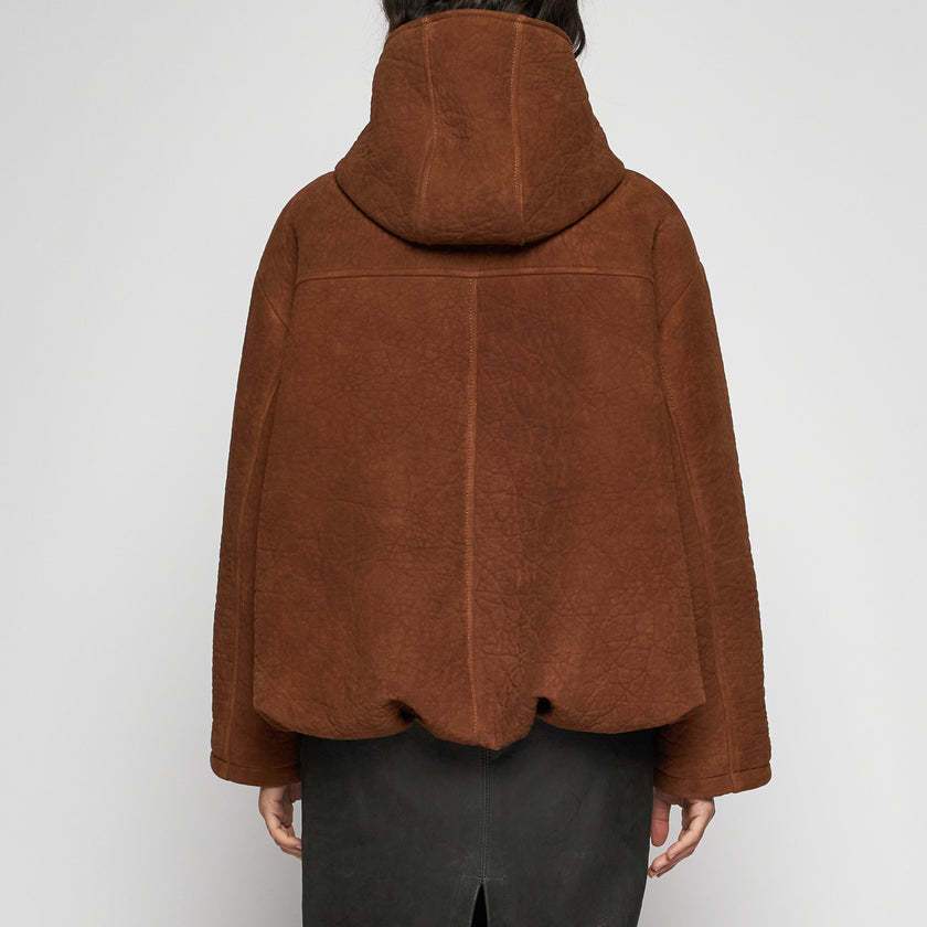 GIACCA IN PELLE MARTELLATA - TOBACCO