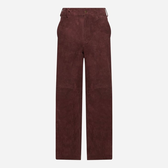 Aged Suede Trousers - Burgundy