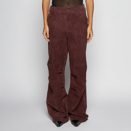 Aged Suede Trousers - Burgundy