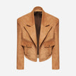 GIACCA BLAZER IN PELLE MARTELLATA – CAMEL