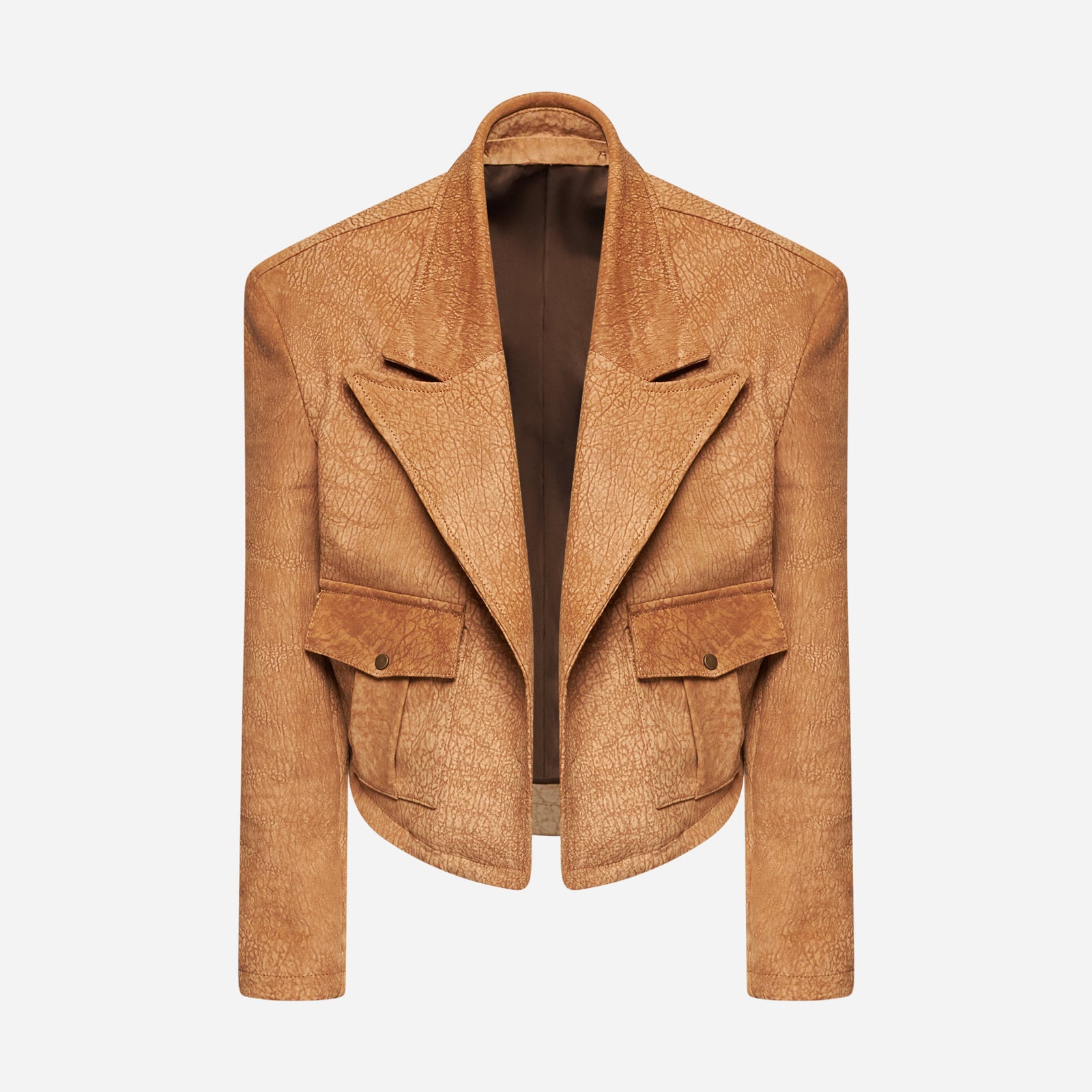 GIACCA BLAZER IN PELLE MARTELLATA – CAMEL