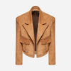 GIACCA BLAZER IN PELLE MARTELLATA – CAMEL