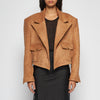 GIACCA BLAZER IN PELLE MARTELLATA – CAMEL