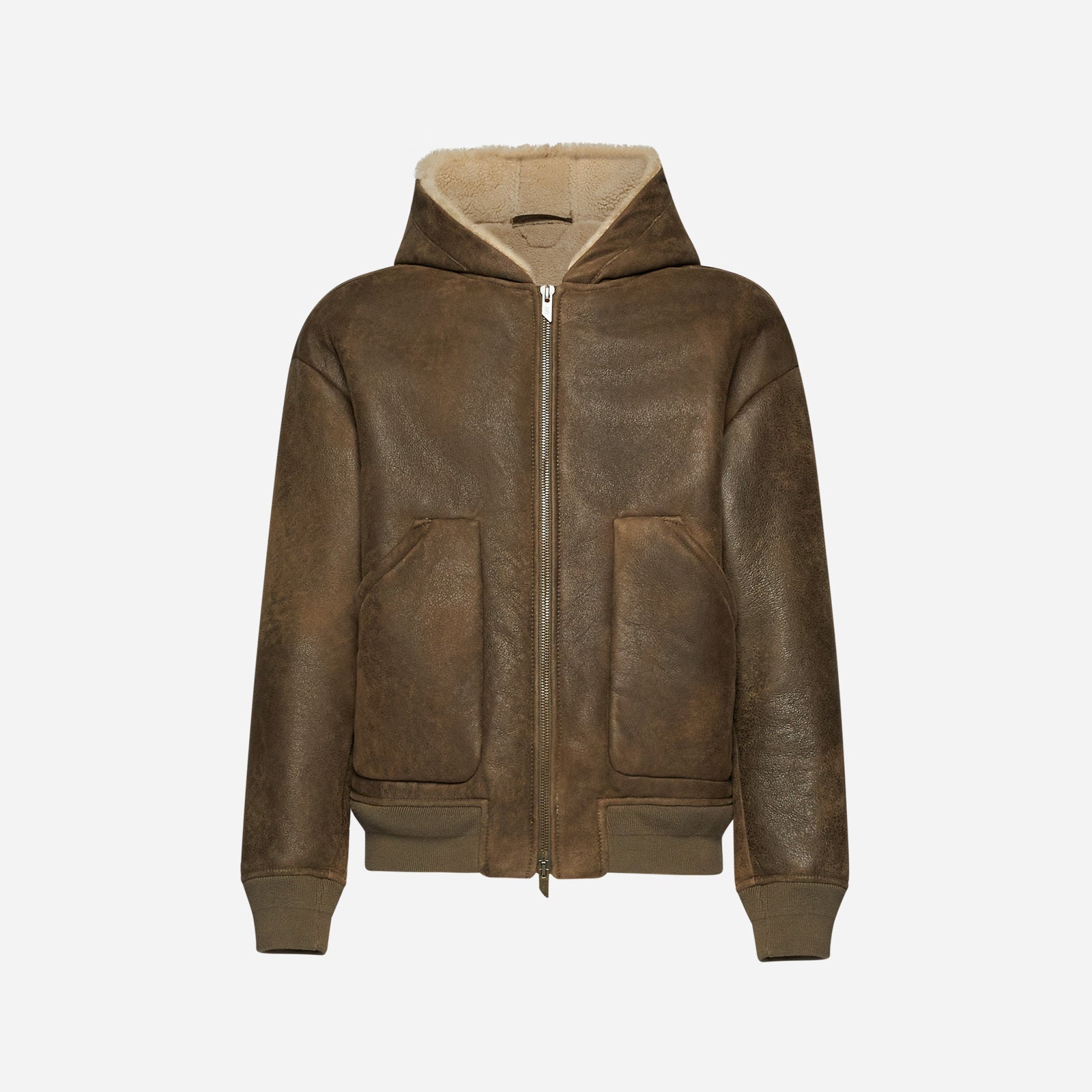 GIACCA OVER CON CAPPUCCIO IN SHEARLING - ARMY