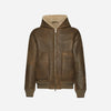 GIACCA OVER CON CAPPUCCIO IN SHEARLING - ARMY