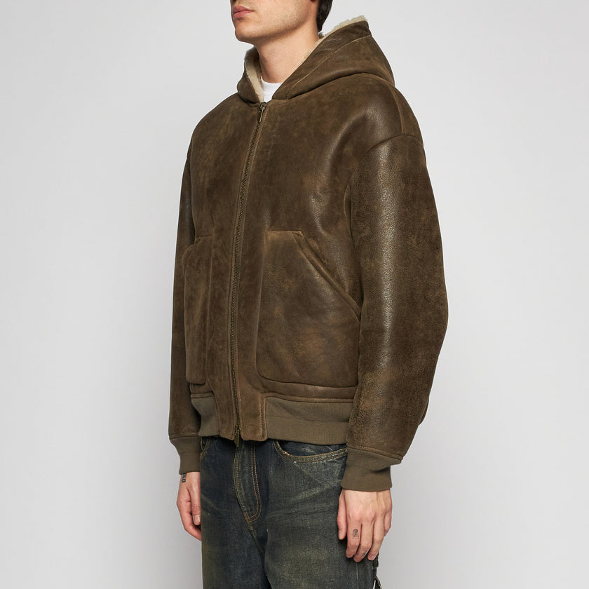 ÜBERGROSSE LAMMFELL-KAPUZENJACKE – ARMEE