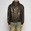 OVERSIZED HOODED JACKET IN PLONGÈ NAPPA - DARK BROWN