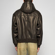 OVERSIZED HOODED JACKET IN PLONGÈ NAPPA - DARK BROWN