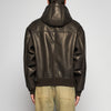 OVERSIZED HOODED JACKET IN PLONGÈ NAPPA - DARK BROWN