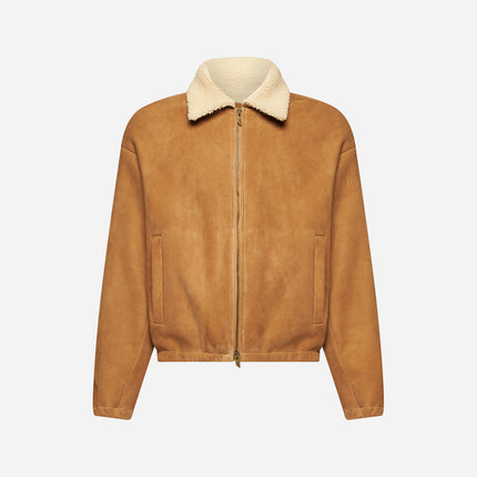 Bomberjacke aus Wildleder-Shearling - Beige