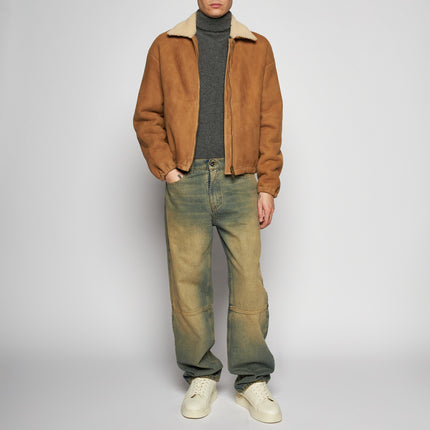 Bomberjacke aus Wildleder-Shearling - Beige