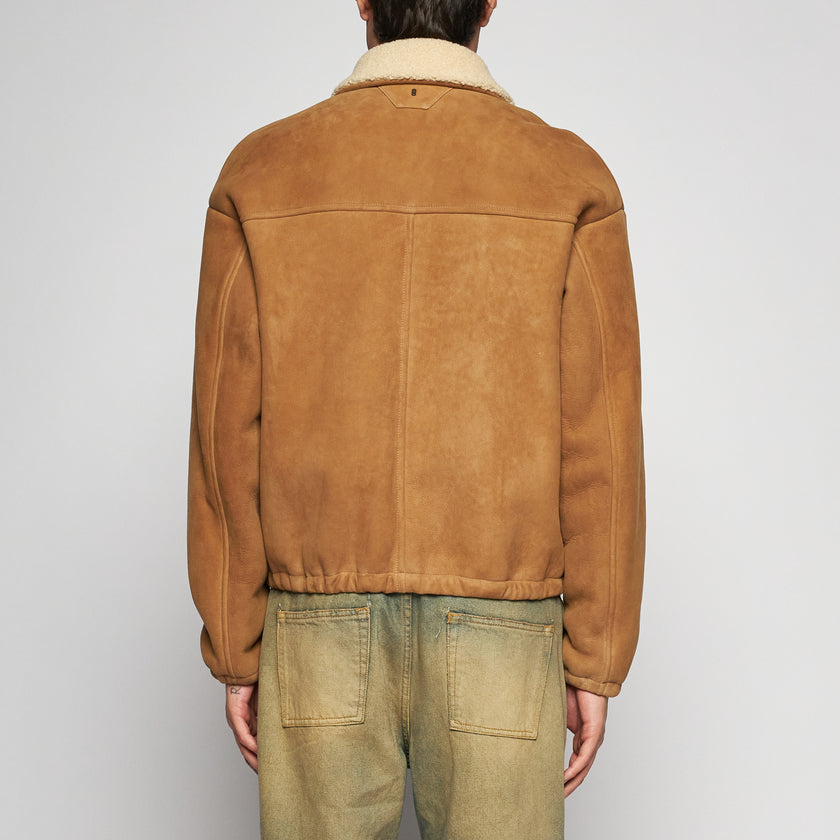 GIACCA BOMBER IN SHEARLING SCAMOSCIATO - BEIGE