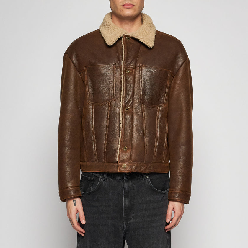 OVERSIZED-JACKE AUS GEALTERTEM SHEARLING - ROST