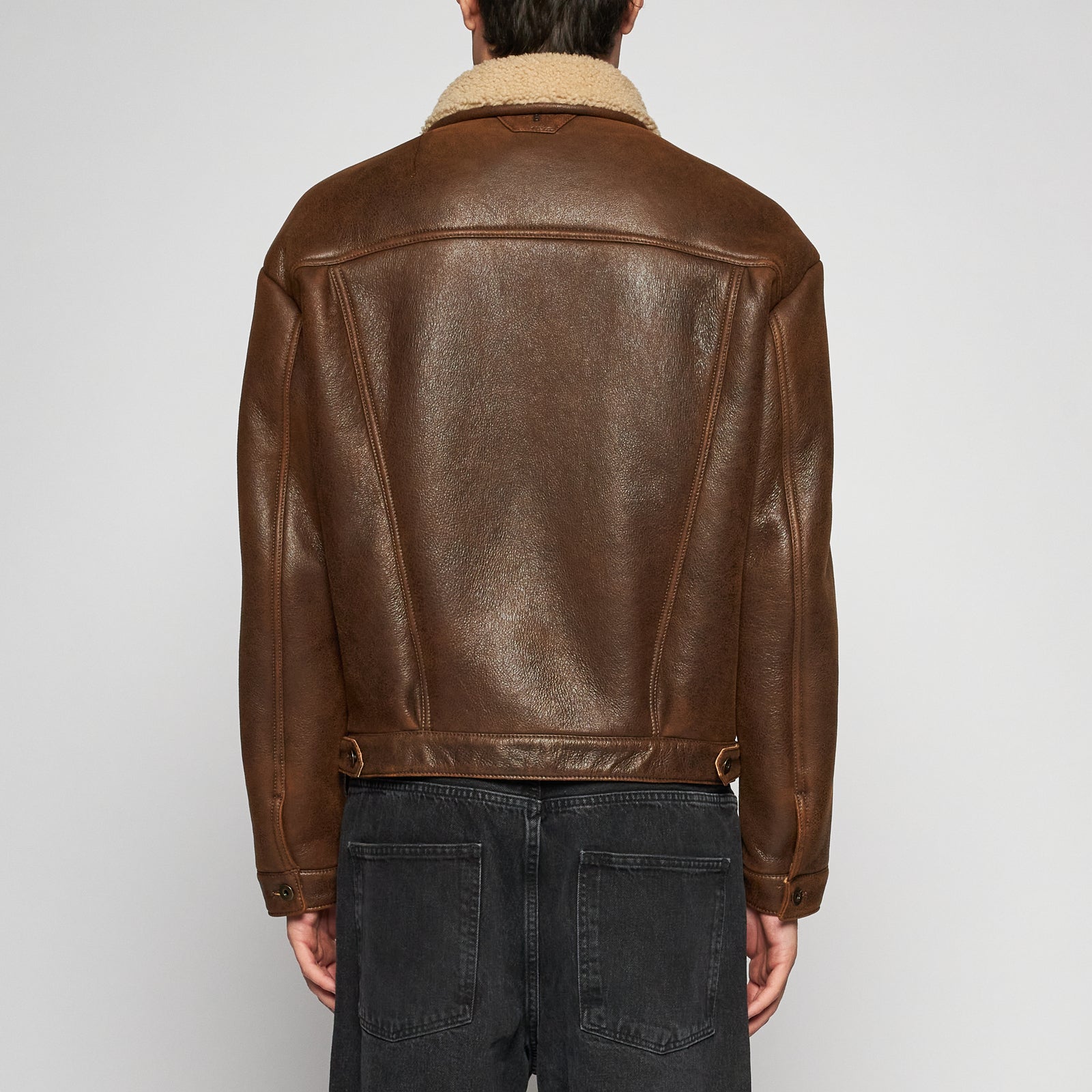 GIACCA OVER IN SHEARLING INVECCHIATO - RUST