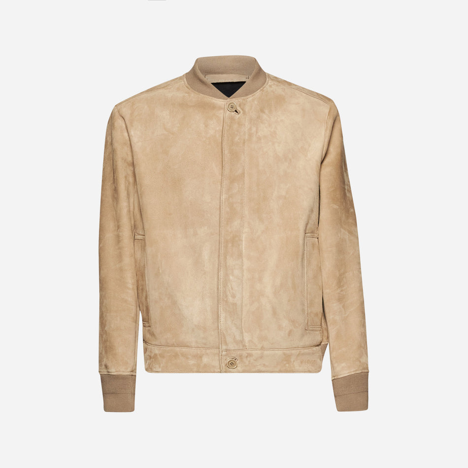 GIACCA BOMBER IN PELLE SCAMOSCIATA - SAND