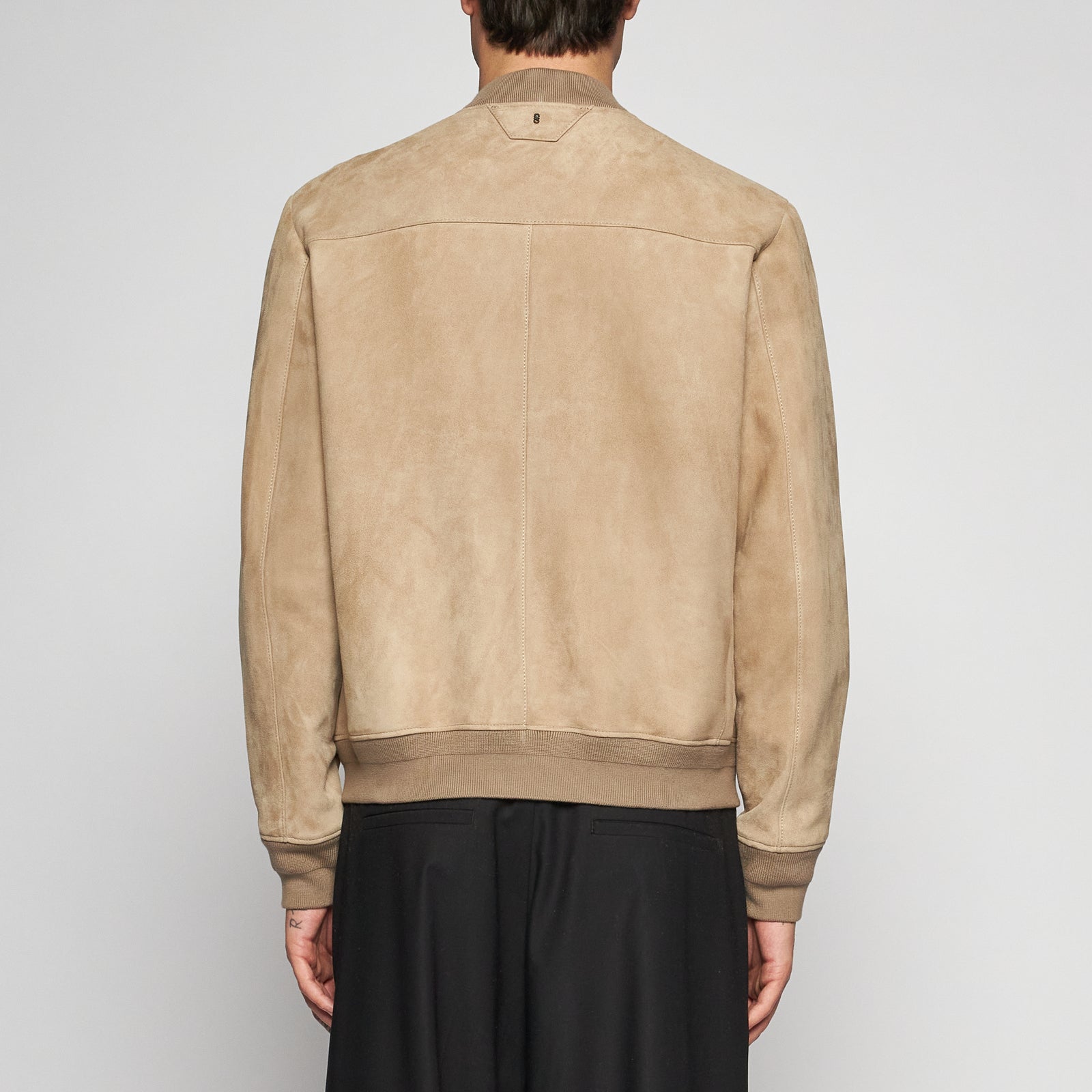 GIACCA BOMBER IN PELLE SCAMOSCIATA - SAND