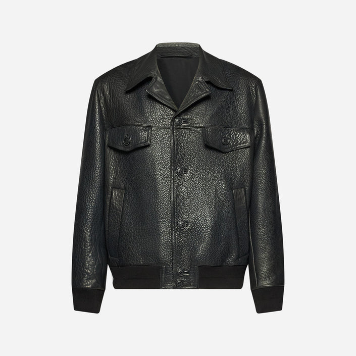 JACKE AUS GEHÄMMERTEM LEDER - SCHWARZ