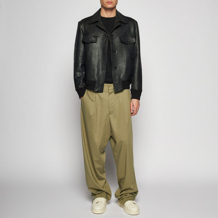 GIACCA IN PELLE MARTELLATA - BLACK