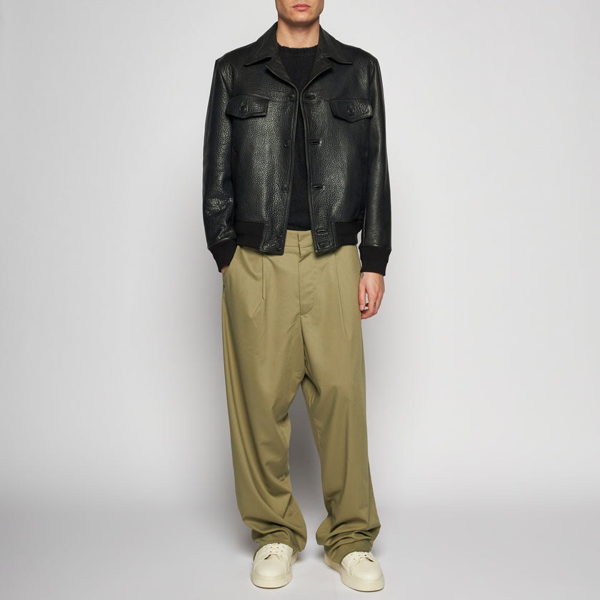 JACKE AUS GEHÄMMERTEM LEDER - SCHWARZ