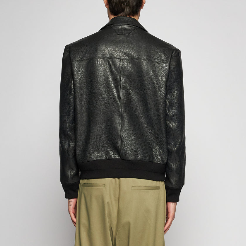 JACKE AUS GEHÄMMERTEM LEDER - SCHWARZ