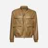 GIACCA BOMBER IN PELLE MARTELLATA - OLIVA
