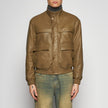 BOMBERJACKE AUS GEHÄMMERTEM LEDER - OLIV