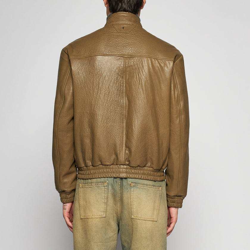 BOMBERJACKE AUS GEHÄMMERTEM LEDER - OLIV