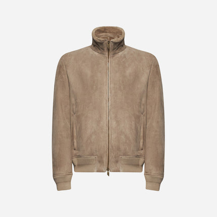 GIACCA BOMBER IN SHEARLING - STONE