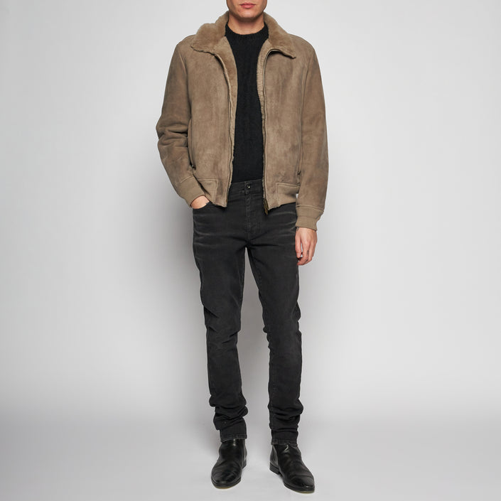 GIACCA BOMBER IN SHEARLING - STONE