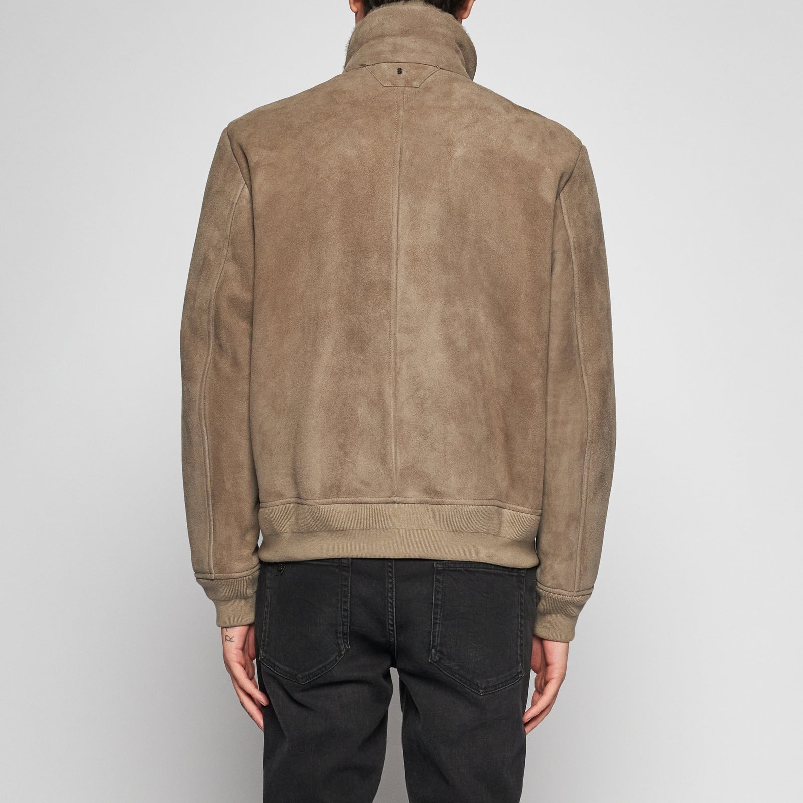 GIACCA BOMBER IN SHEARLING - STONE