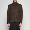 GIACCA BOMBER IN PELLE SCAMOSCIATA - DARK BROWN