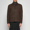 GIACCA BOMBER IN PELLE SCAMOSCIATA - DARK BROWN