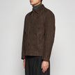 GIACCA BOMBER IN PELLE SCAMOSCIATA - DARK BROWN