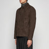 GIACCA BOMBER IN PELLE SCAMOSCIATA - DARK BROWN