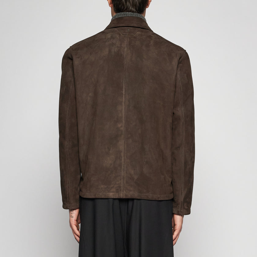 BOMBERJACKE AUS WILDLEDER - DUNKELBRAUN
