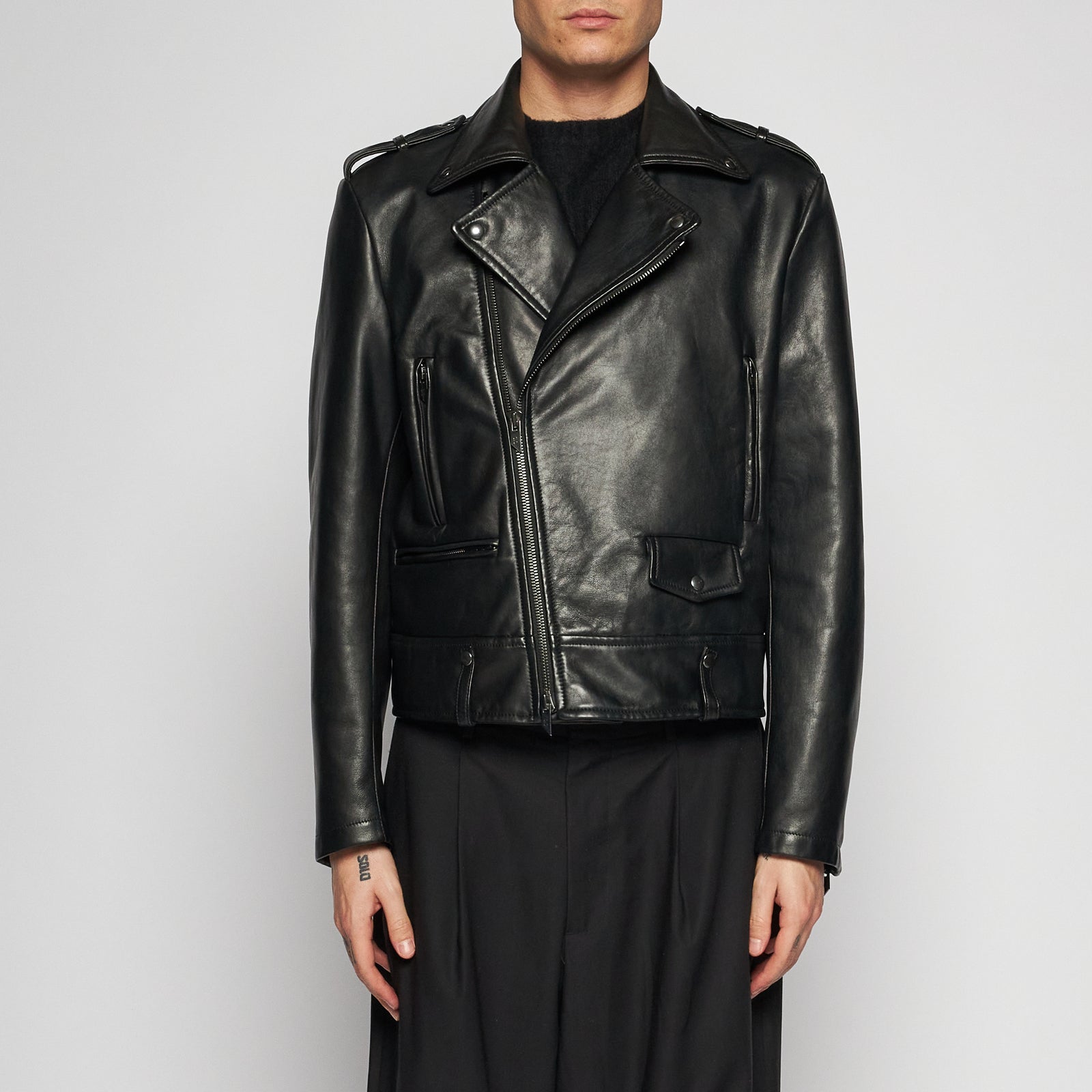 GIACCA BIKER IN NAPPA PLONGÈ – BLACK
