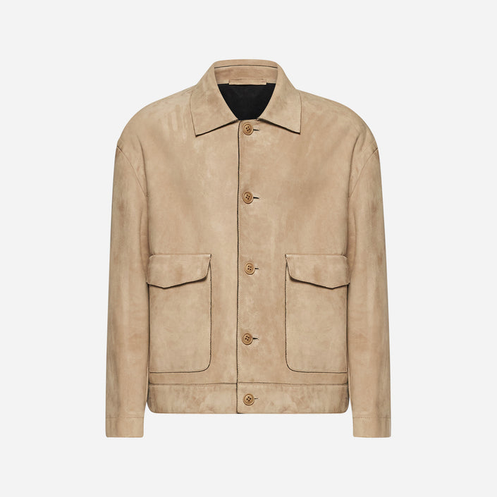 OVERSIZED-WILDLEDERJACKE – SAND