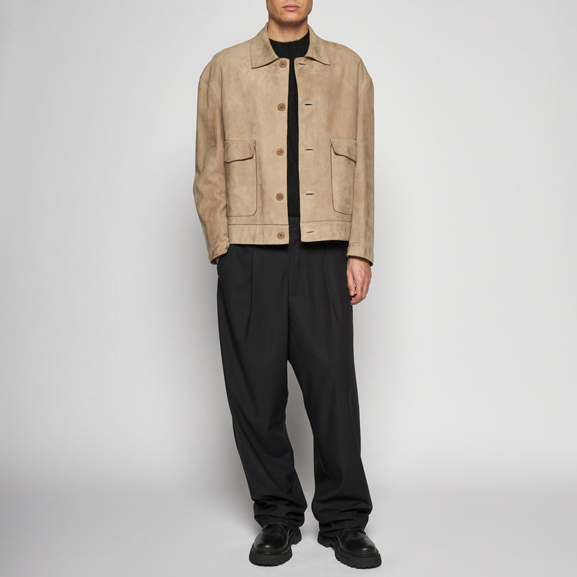 OVERSIZED-WILDLEDERJACKE – SAND