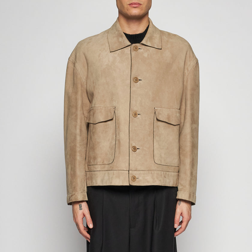 OVERSIZED-WILDLEDERJACKE – SAND