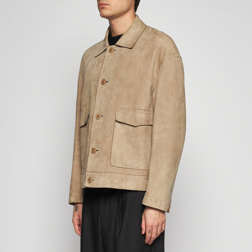 OVERSIZED-WILDLEDERJACKE – SAND