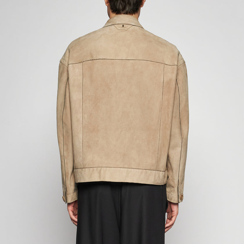 OVERSIZED-WILDLEDERJACKE – SAND