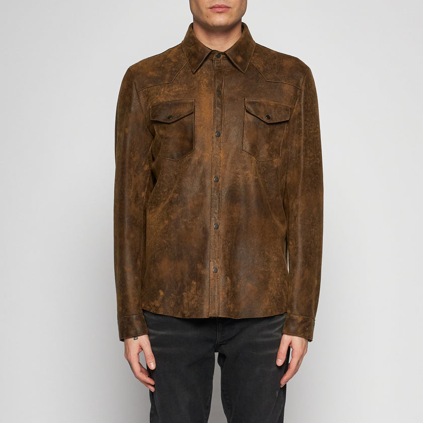 CAMICIA IN PELLE INVECCHIATA - COOKIE