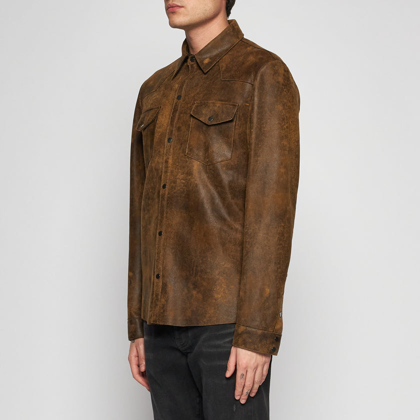 CAMICIA IN PELLE INVECCHIATA - COOKIE