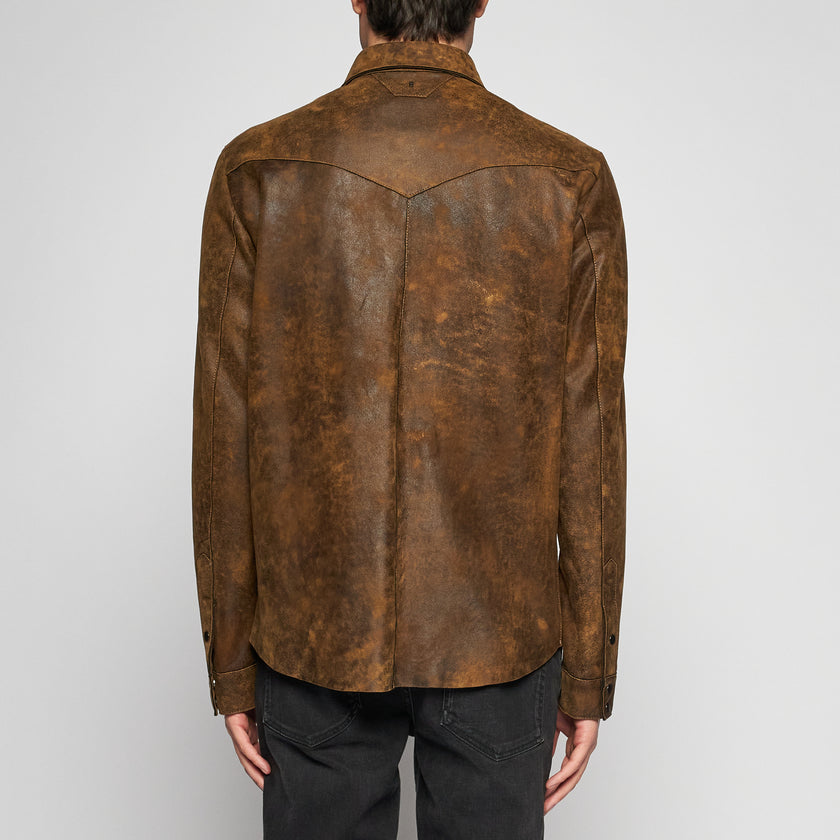 CAMICIA IN PELLE INVECCHIATA - COOKIE
