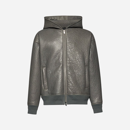 JACKE AUS GEHÄMMERTEM LEDER - GRAU