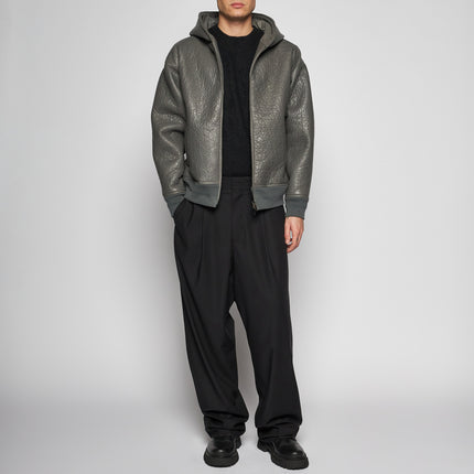 JACKE AUS GEHÄMMERTEM LEDER - GRAU