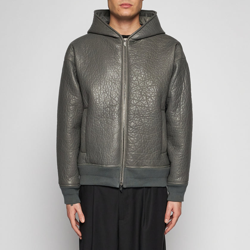 JACKE AUS GEHÄMMERTEM LEDER - GRAU