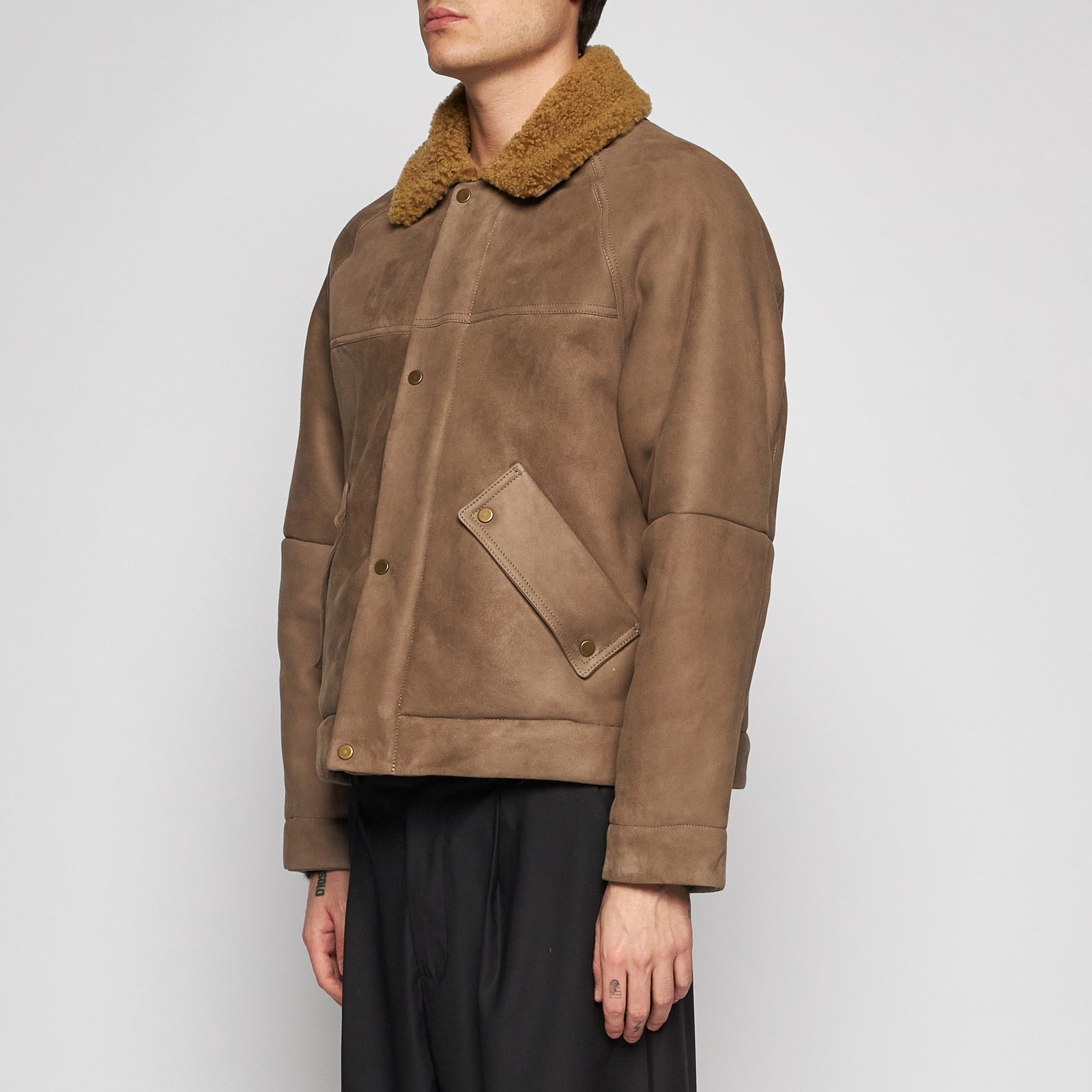 GIACCA IN SHEARLING - FANGO