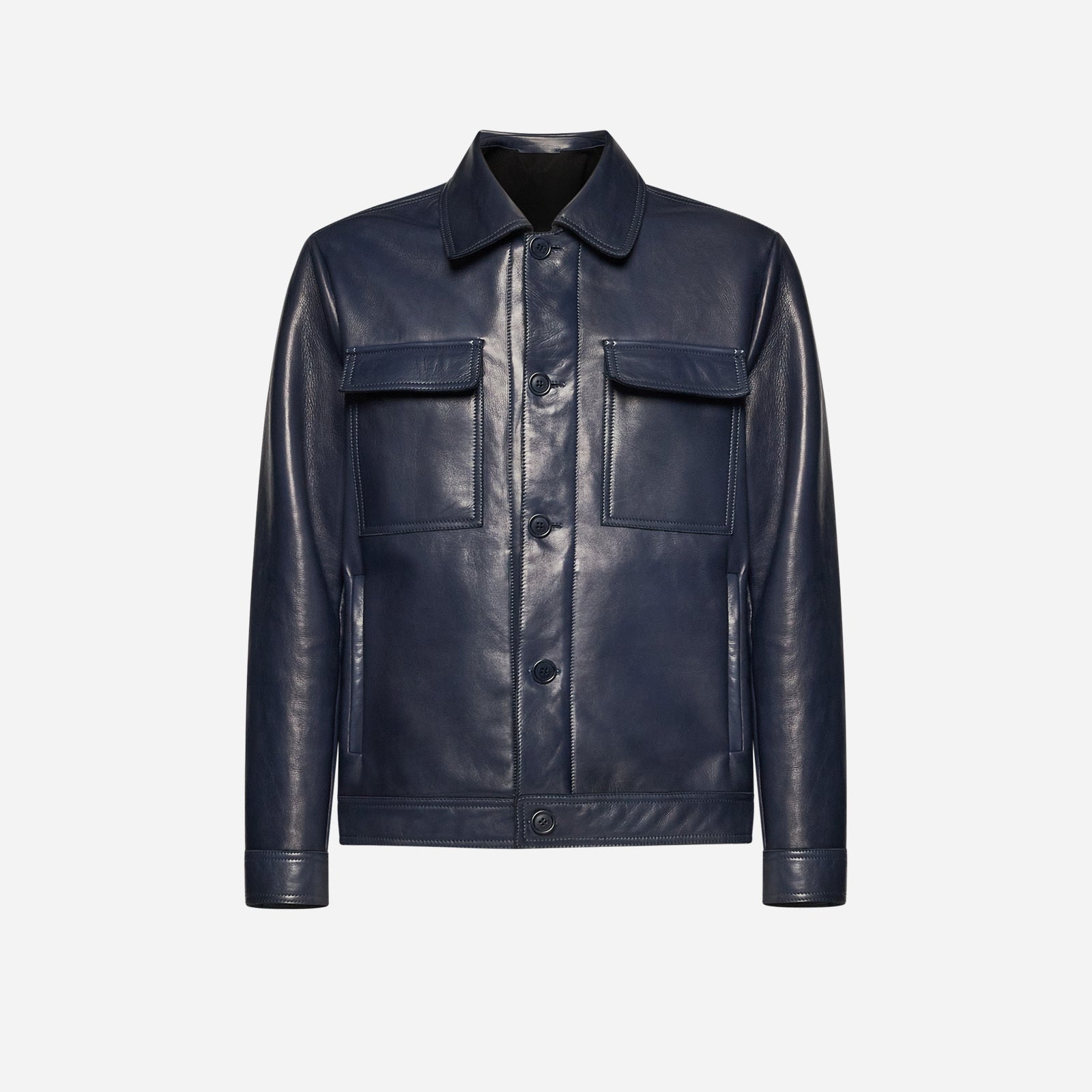 GIACCA IN PELLE NAPPA PLONGÈ - BLUE
